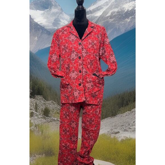 PJ Salvage Pajama Bandanna 100% Cotton Long Sleeve Sz M Western Live Life Cozy - Picture 1 of 15